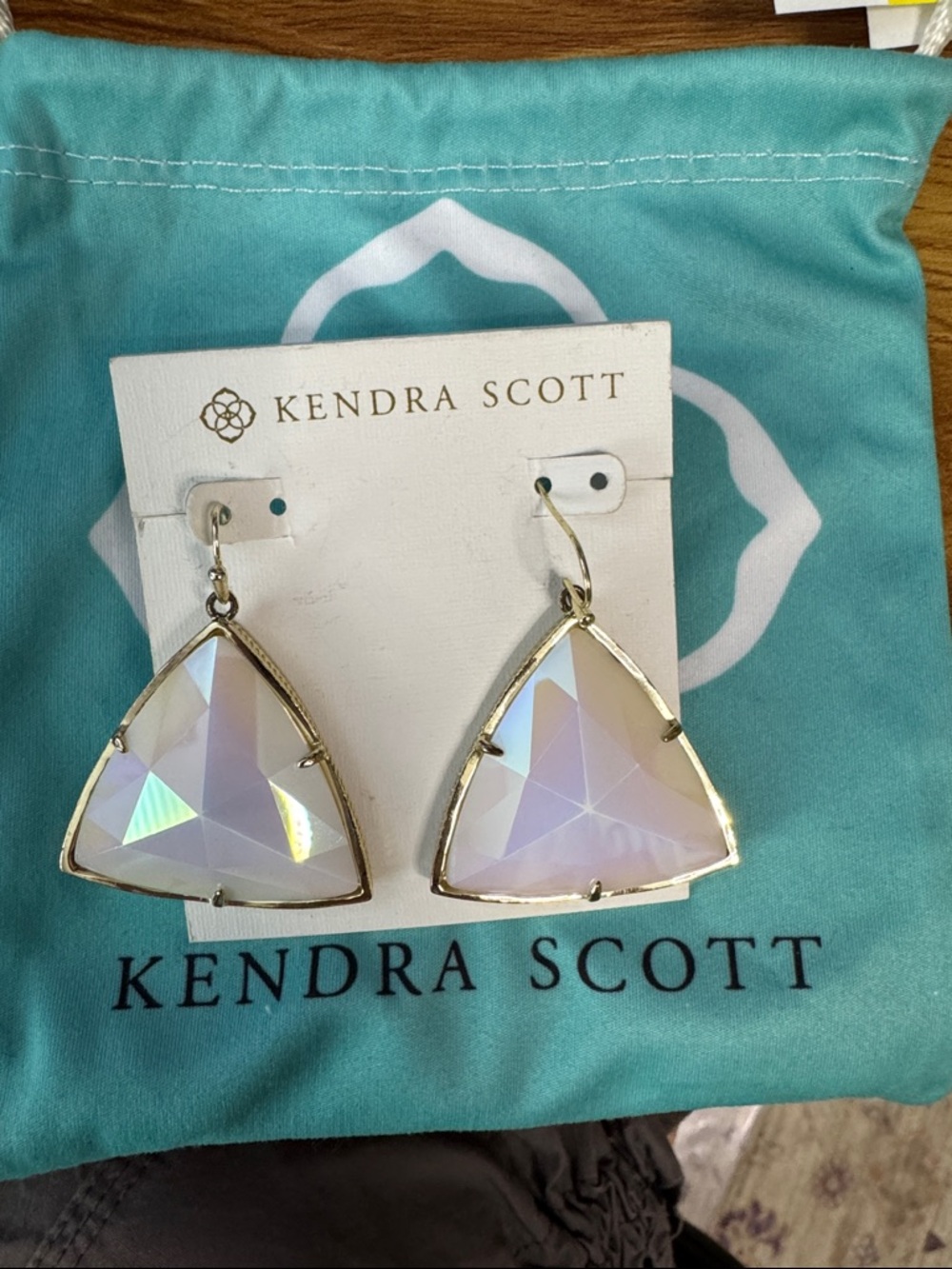 Kendra Scott Iridescent Opal Triangle Drop Earrings - Gold Frame